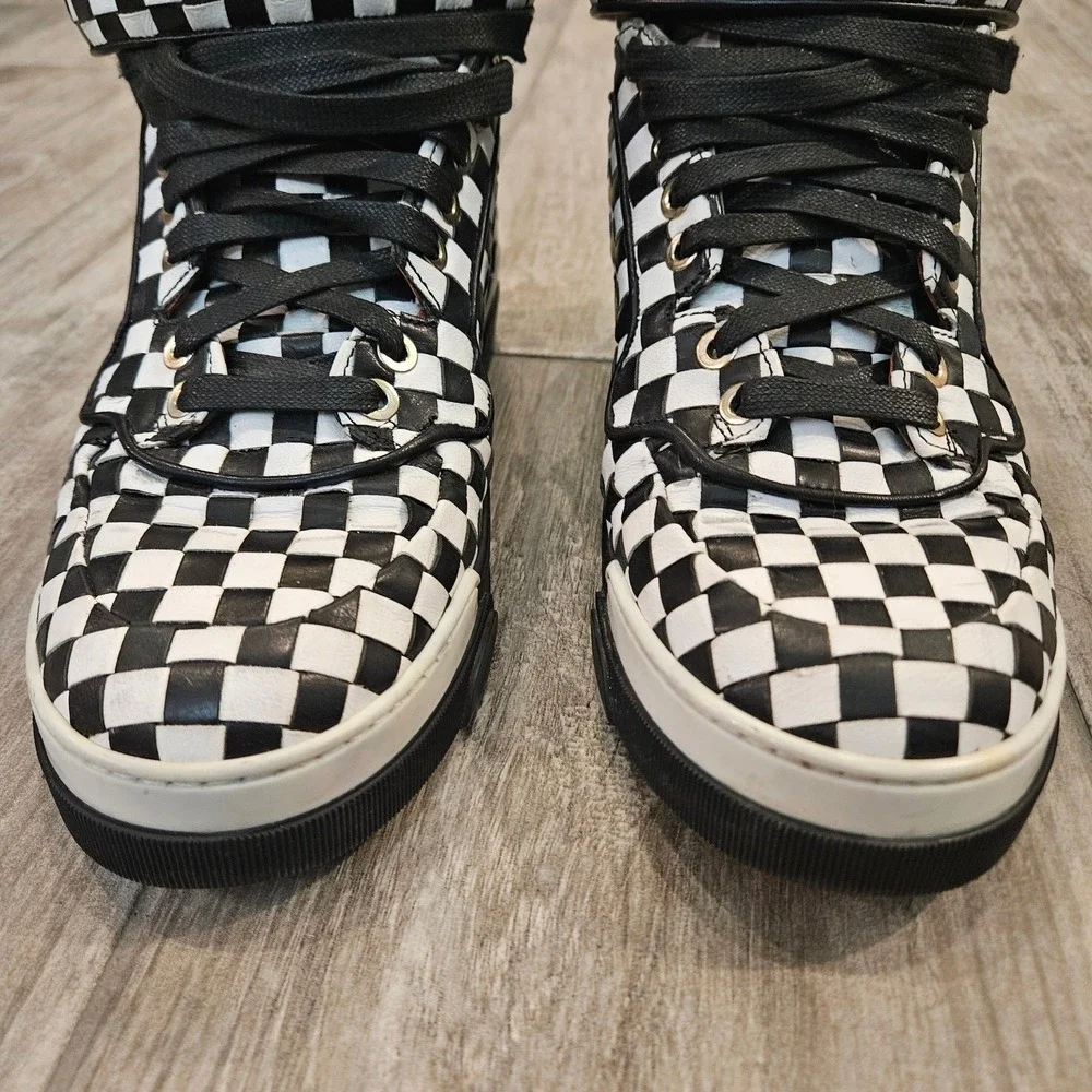 Givenchy Tyson High Top‎ Sneakers Womens Size 37 US 6.5 Checkered Leather Bold